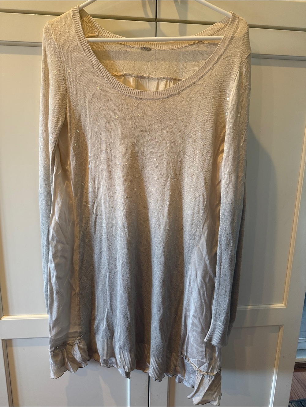Chan Luu Women's Ombre Long-Sleeve Knit dress in Cream to Gray